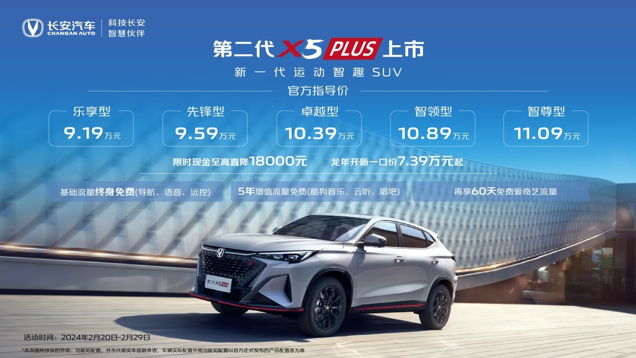 長安第二代X5 PLUS/X7 PLUS上市 限時優(yōu)惠價僅7.39萬起